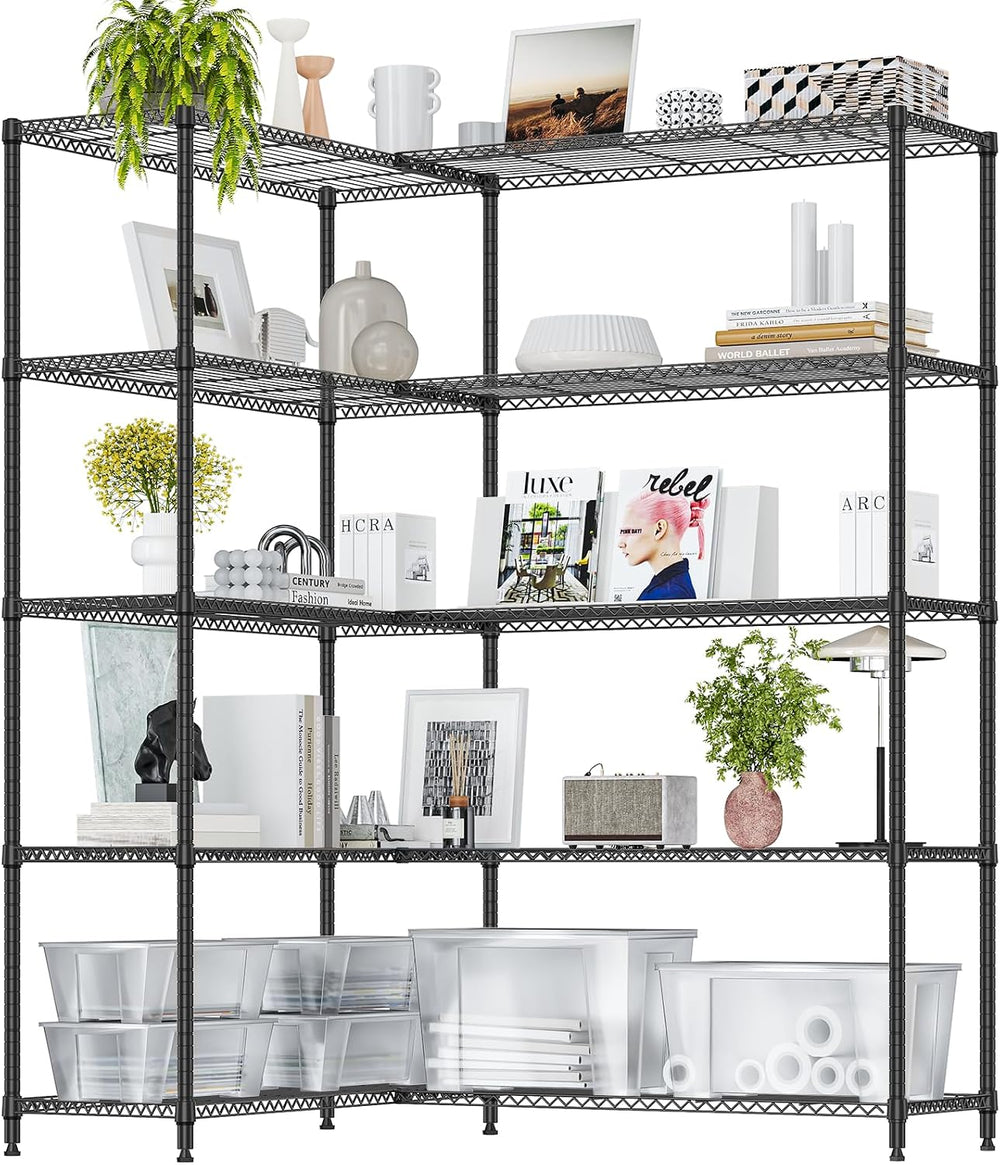 IZEUK Linked Storage Racks, DIY Adjustable Heavy Duty Metal Shelving Unit for...