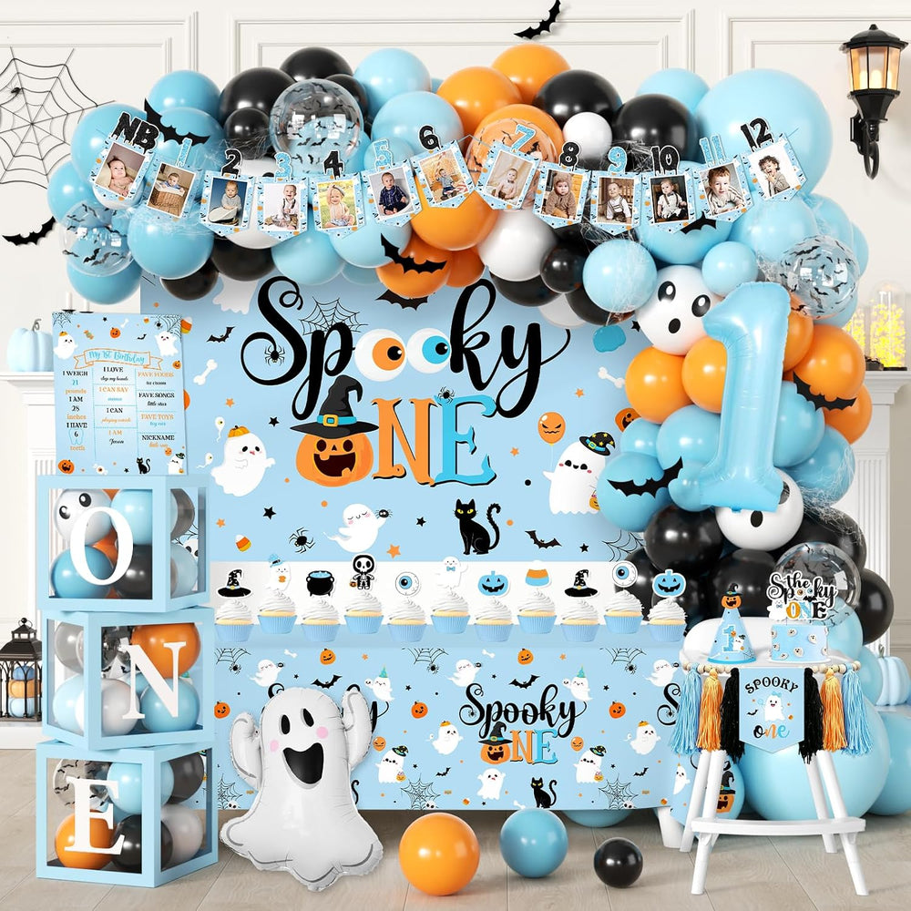 Spooky One Birthday Decorations Boy,123pcs Halloween 1st Birthday Party Decor...