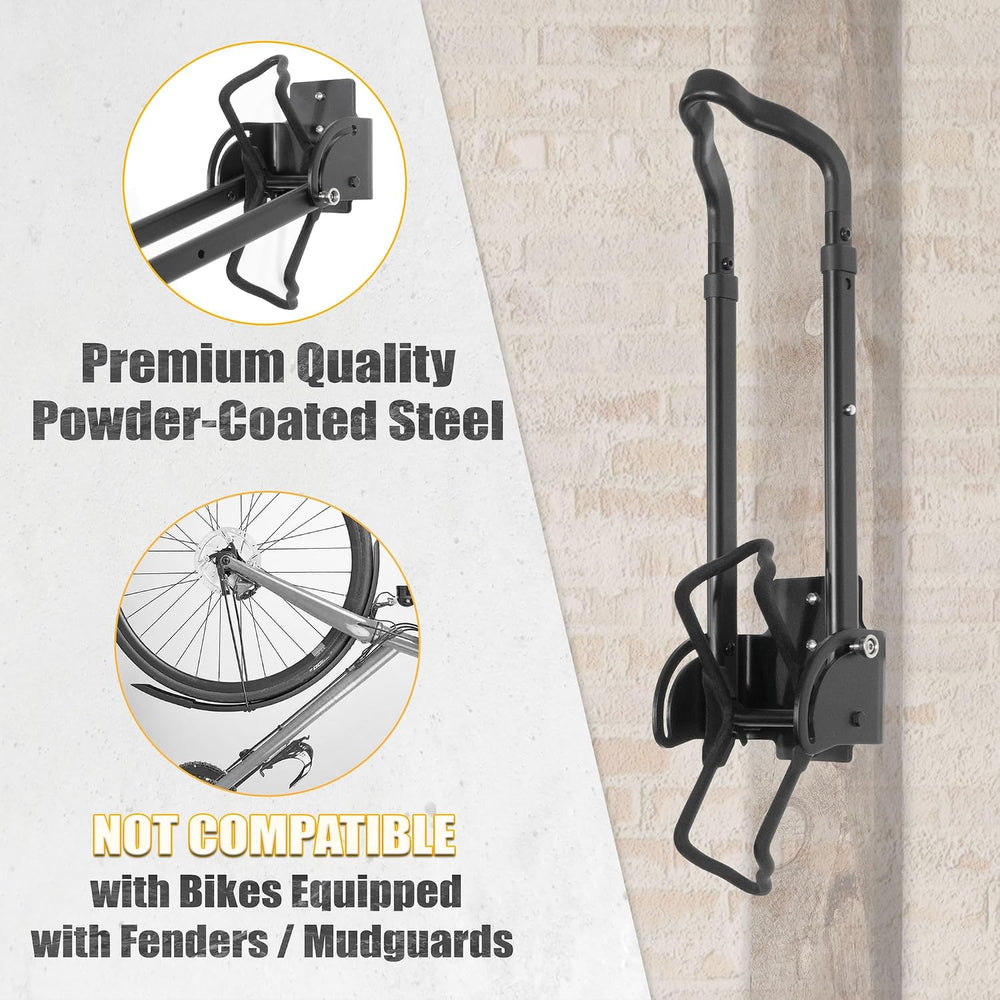 CyclingDeal Swivel Bike Wall Mount Rack - Vertical Adjustable Foldable Bicycl...