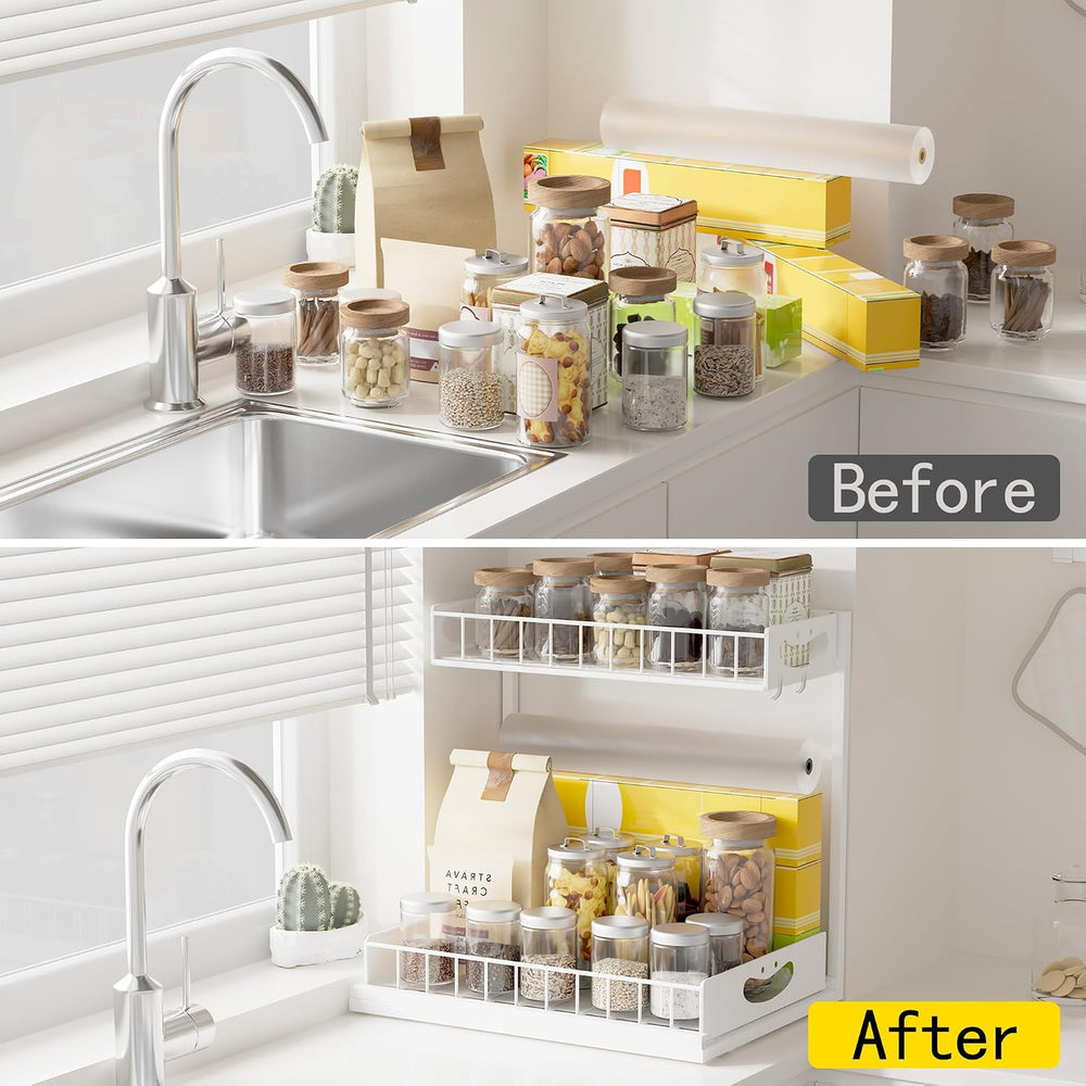 Under Sink Organizer with Pull-Out Drawers,Kitchen Sink Organizer,2 Tier Bath...
