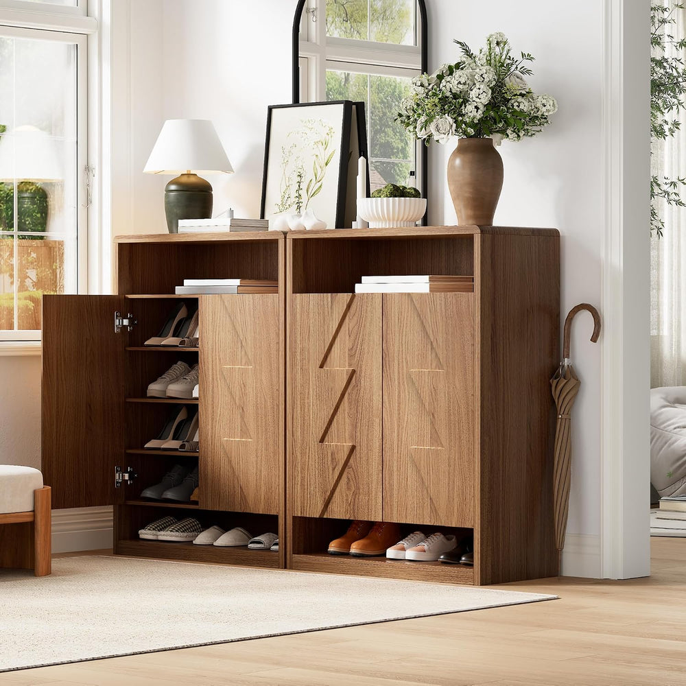 Loomie Extra 47'' Tall Walnut 6-Tier Shoe Cabinet for Entryway (30 Pa...