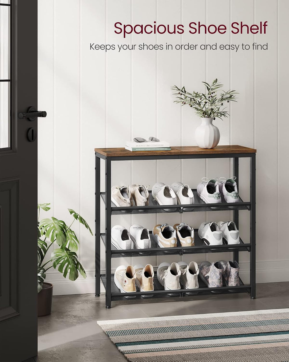 VASAGLE 4-Tier Shoe Rack, Adjustable, Freestanding