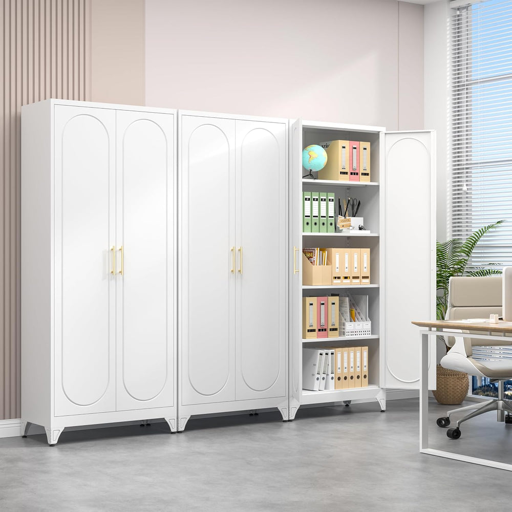 75" Tall Metal Kitchen Pantry Storage Cabinet with Doors and Shelves