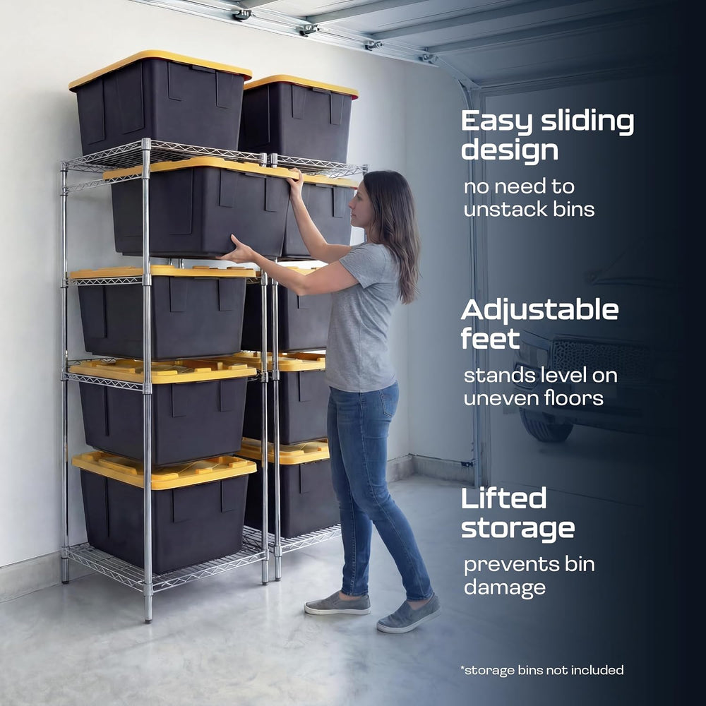 MonsterRAX 2-Pack 5-Tier NSF Bin Rack for 27-Gal Totes, Silver