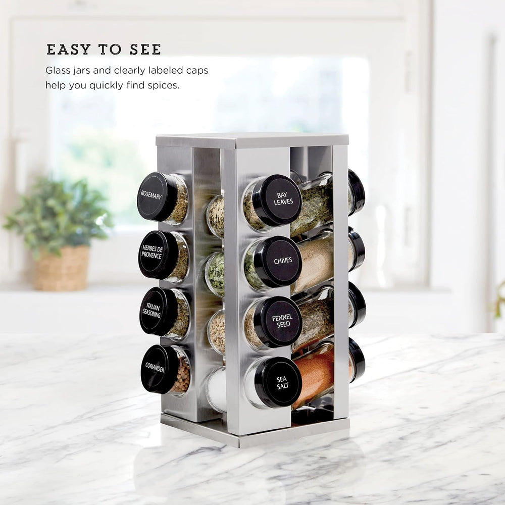 Kamenstein 16 Jar Heritage Revolving Countertop Spice Rack Organizer with Spi...