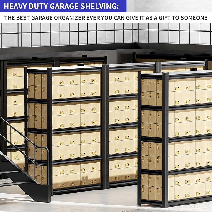 4 Pieces Garage Shelving, Heavy Duty Sturdy Steel Thickened Metal Shelves