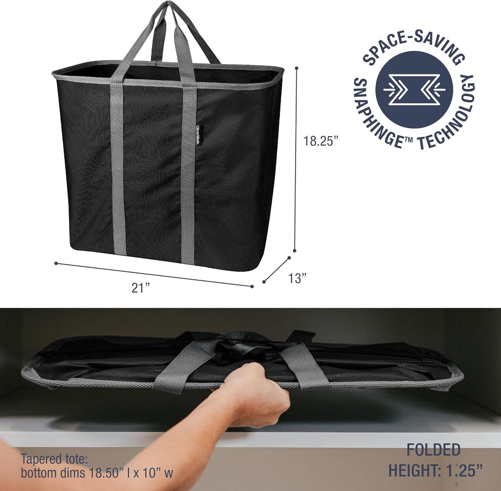 CleverMade Collapsible Laundry Caddy, 64L Pop-Up Hamper, 2 Pack, Black Gray