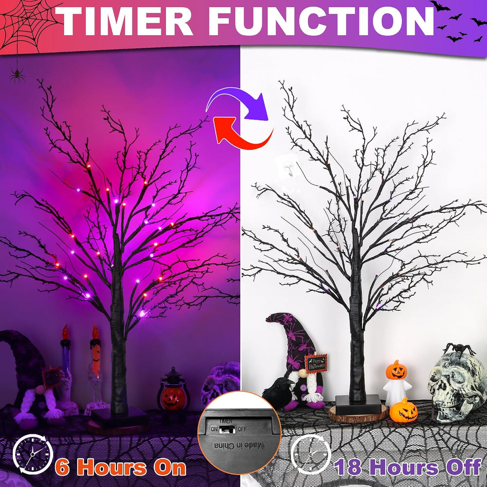 [Timer] 2 Pack Halloween Decorations Indoor, 24 Inch Lighted Black Halloween ...