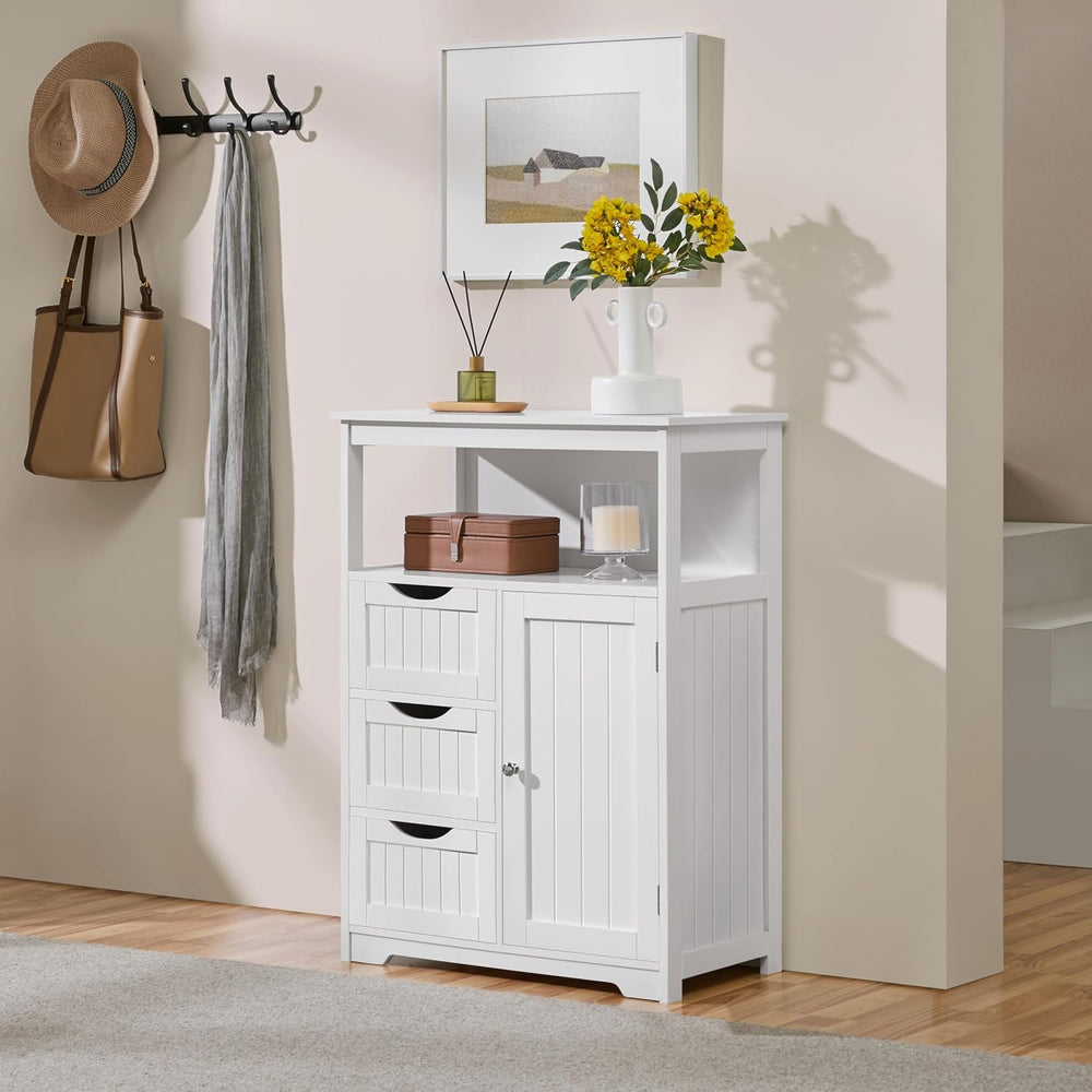 Yaheetech Large Freestanding Bathroom Storage Cabinet with 3 Drawers, White
