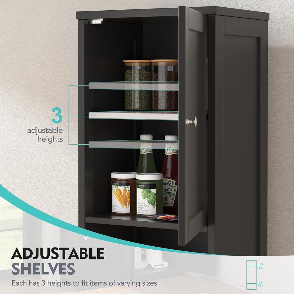 Vongrasig 64”Tall Slim Bathroom Storage Cabinet with 2 Doors, Black