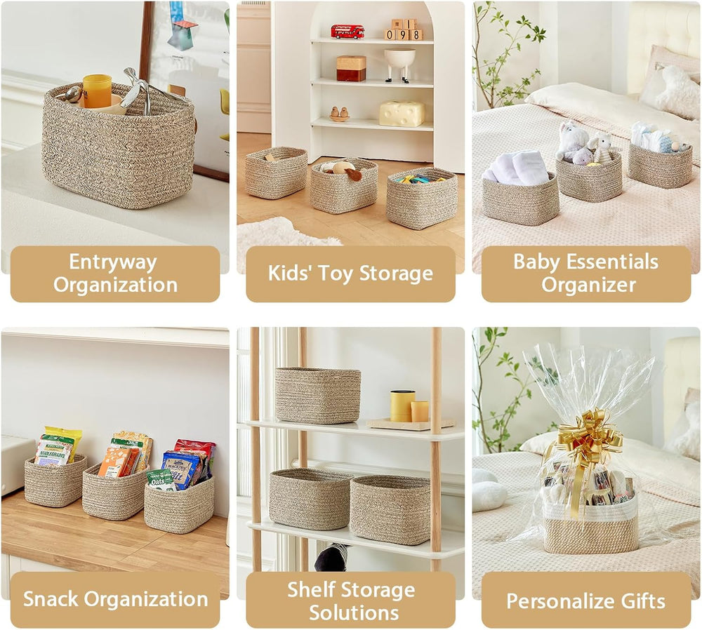 Small Cotton Rope Basket – Storage Bin for Organizing (10.6" x 6.7"...