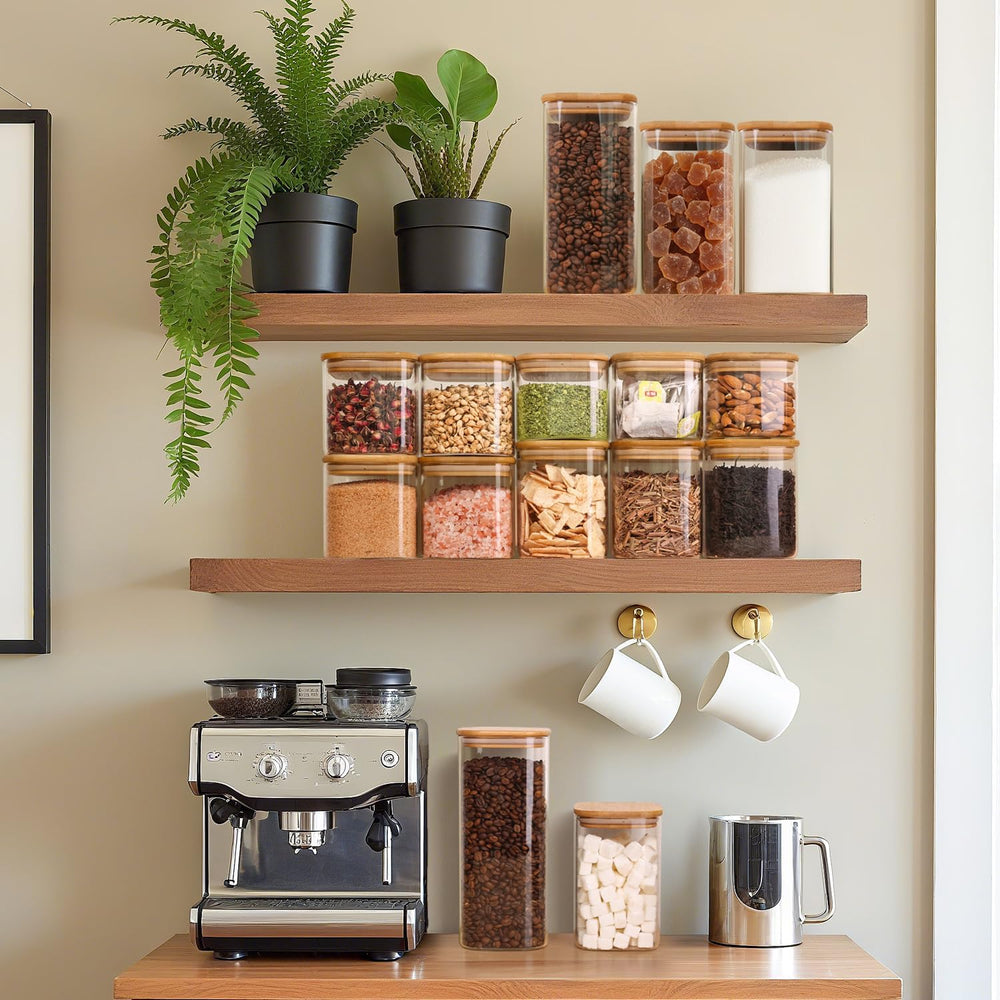 Glass Pantry Storage Containers with Lids 0.6/1.2/1.9 Qt 6 Pack