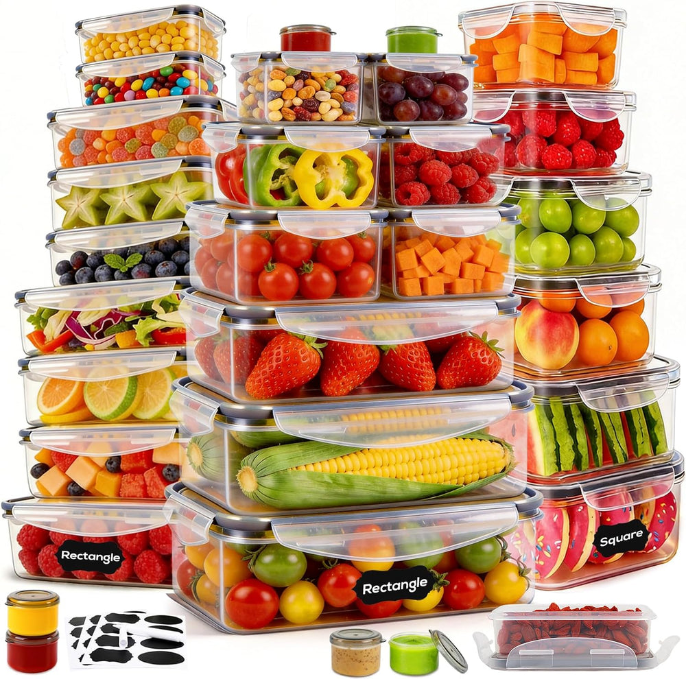 62PCS Thick Food Storage Containers with Airtight Lids for Meal Prep
