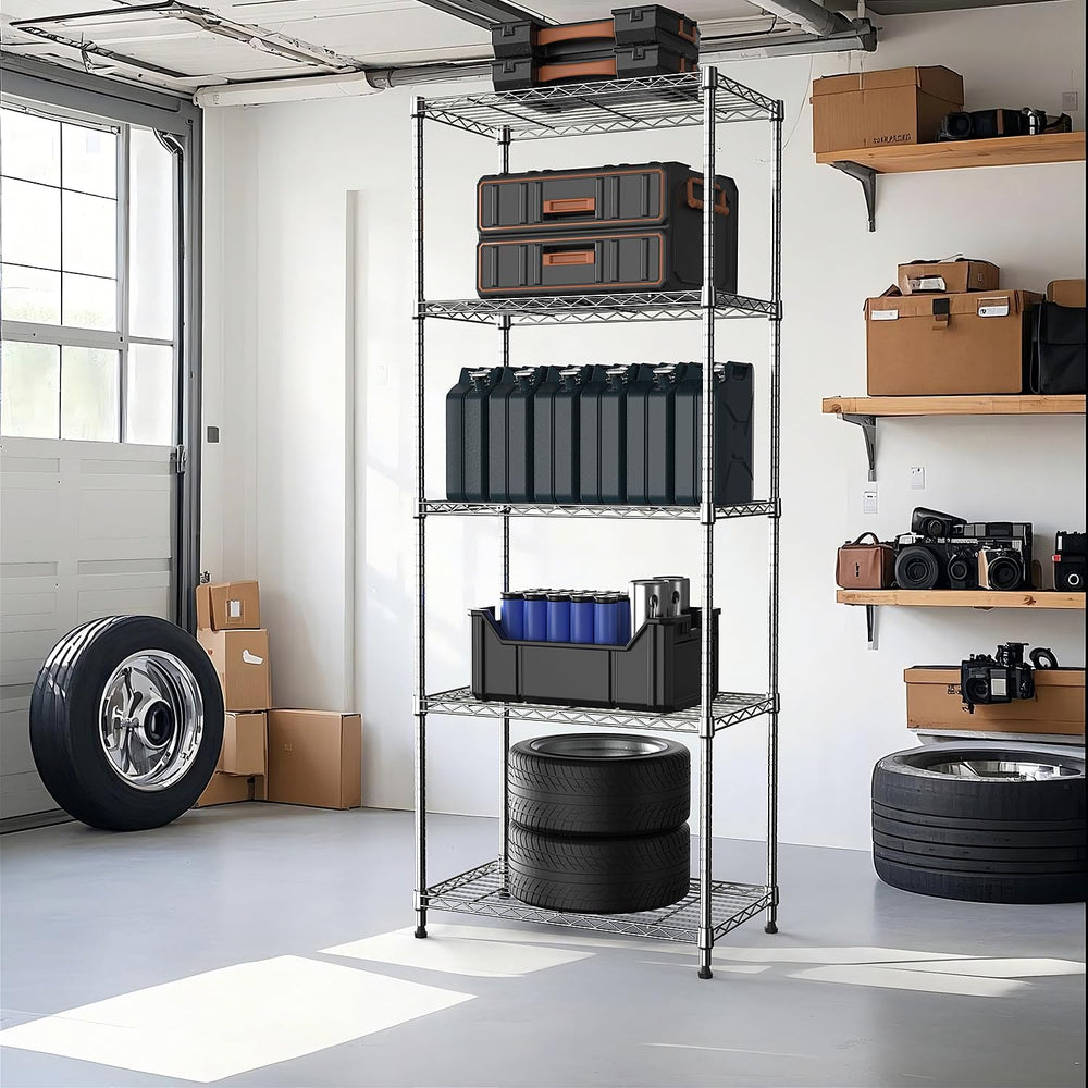 M MZG 1250 lbs 5 Tier Shelf Metal Storage Shelves Wire Rack Closet Organizers...