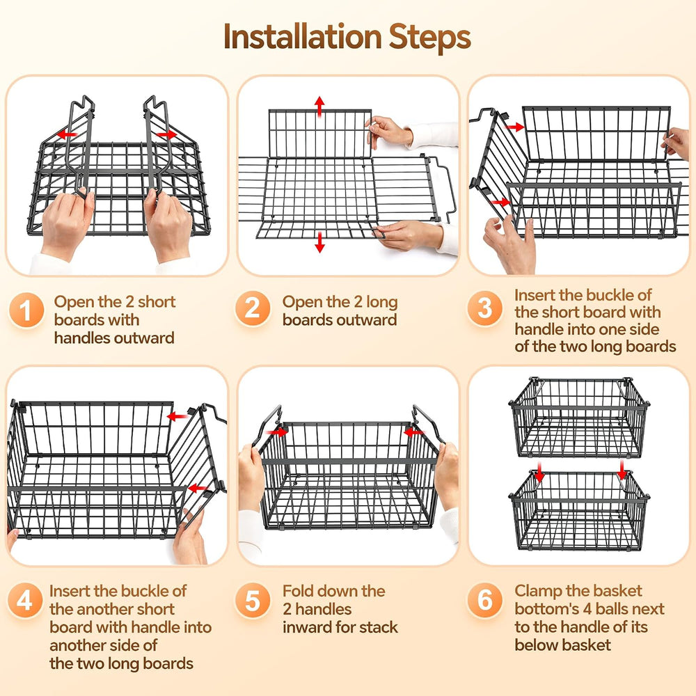 Freezer Organizer Bins, 3 Pack Enlarged Baskets for 5-9 Cu.FT Deep Freezer