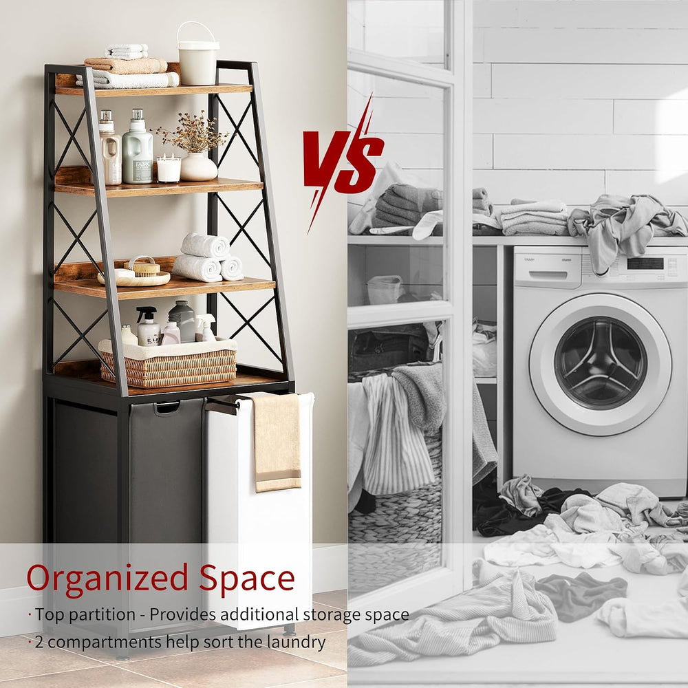 Herture Laundry Basket, 2 Section Laundry Hamper with 4 Tiers Shelf, Pull-Out...