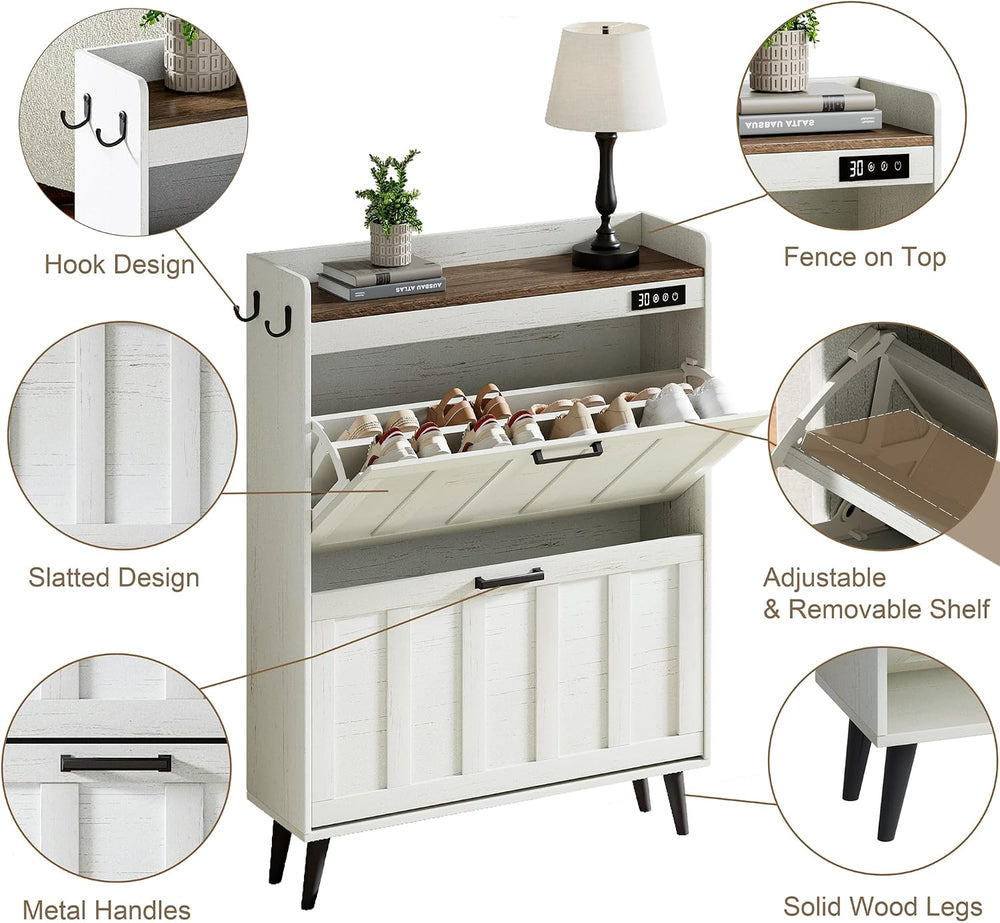 ChooChoo Shoe Storage Cabinet with 2 Flip Drawers for Entryway