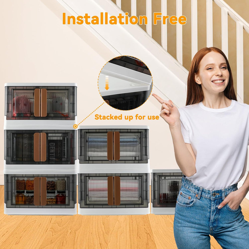 Storage Box, Cabinet with Lids, 8.4 Gallon (32L) Capacity, With Double Door a...