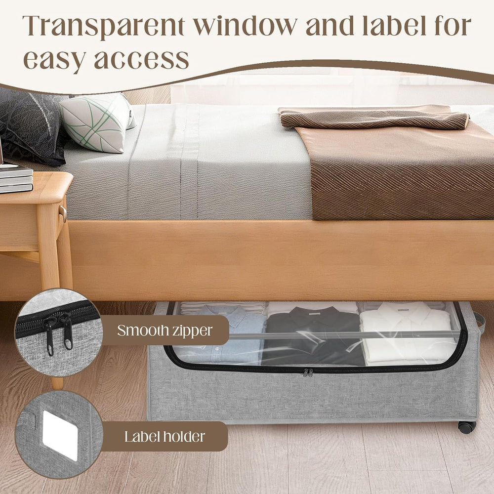 Under Bed Storage with Wheels, 2 Pack Under Bed Storage Containers, 10.6 inch...