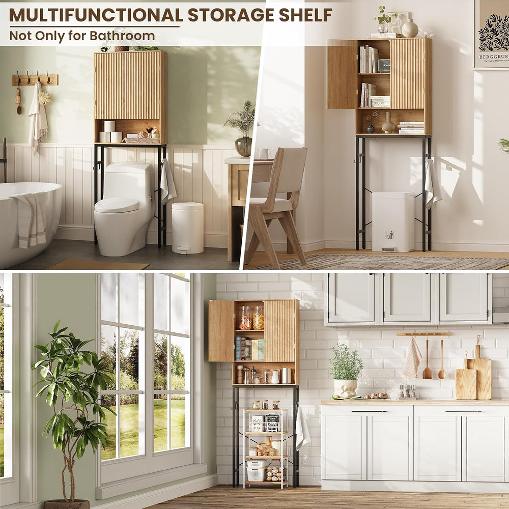 Over The Toilet Storage Cabinet, Freestanding Tall Wood Bathroom Organizer