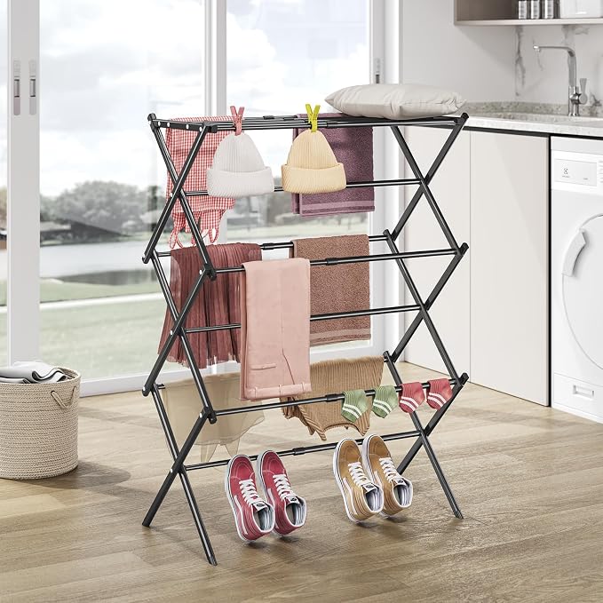 APEXCHASER Clothes Drying Rack, 3-Tier Laundry Drying Rack
