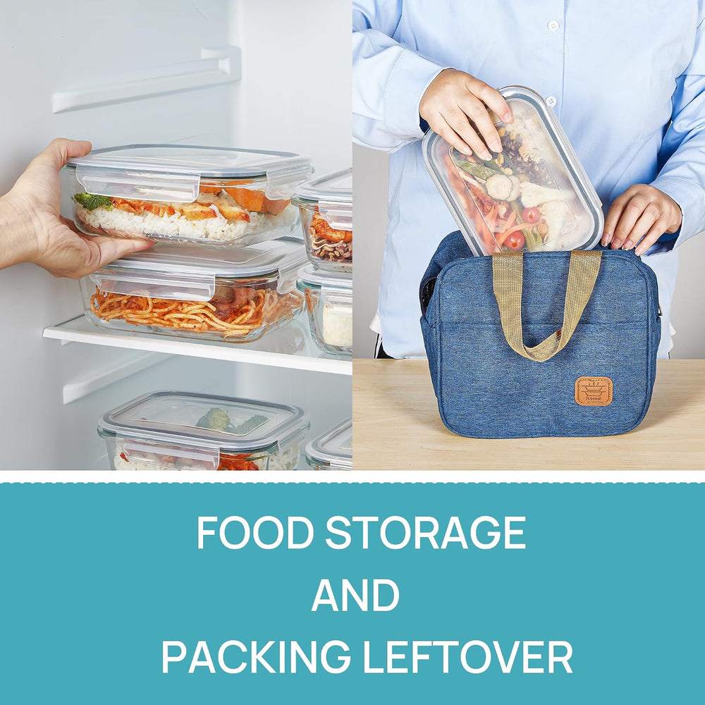 Vtopmart 5 Pack 35oz Glass Food Storage Containers with Lids, Grey