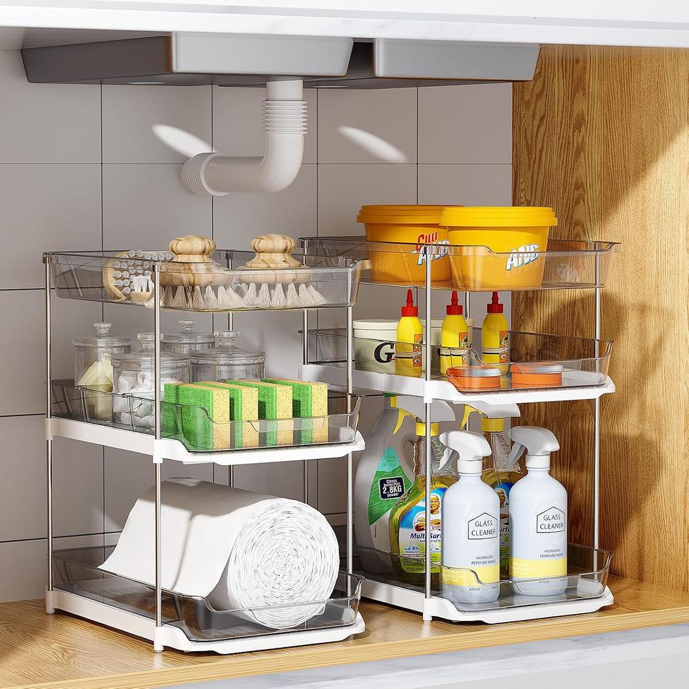 Delamu 2 Pack 3-Tier Bathroom Under Sink Organizers and Storage, Multi-Purpos...