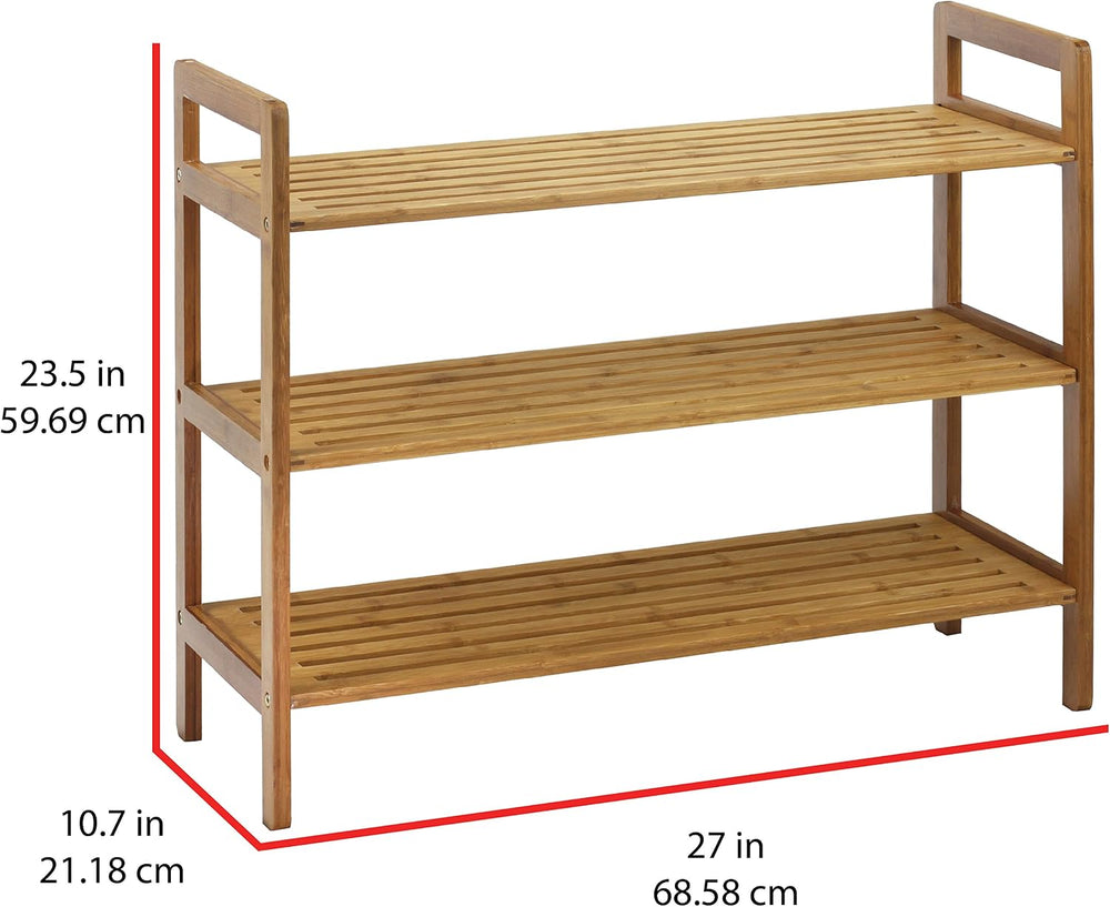 Oceanstar 3-Tier Bamboo Shoe Rack, Natural