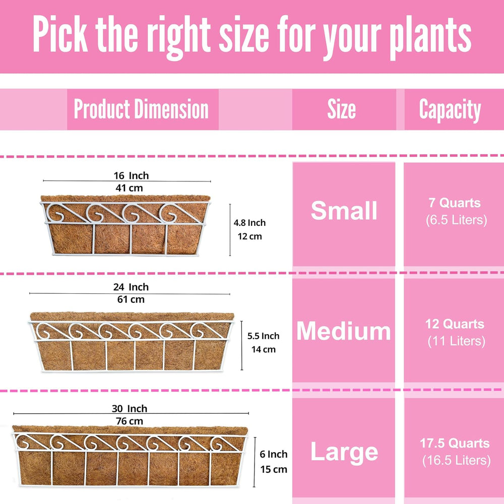LaLaGreen Fence Window Box (30 in, 2 Pack) White Metal Trough Planter