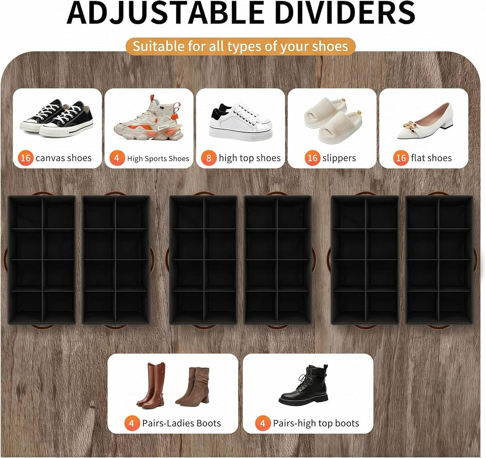 EE-RoomWorld 2 Pack rolling shoe rack on wheels,No Assemble Required shoe org...