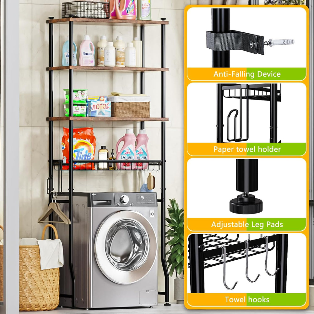 Over-The-Toilet Storage Shelf,4-Tier Bathroom Organizer Cabinet Rack And Stor...