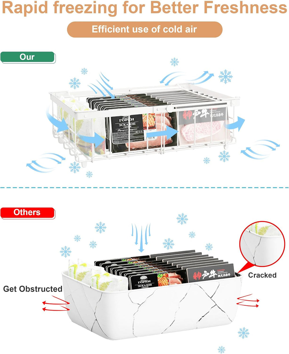 UMDONX 4-Pack Expandable Stackable Large Freezer Storage Boxes