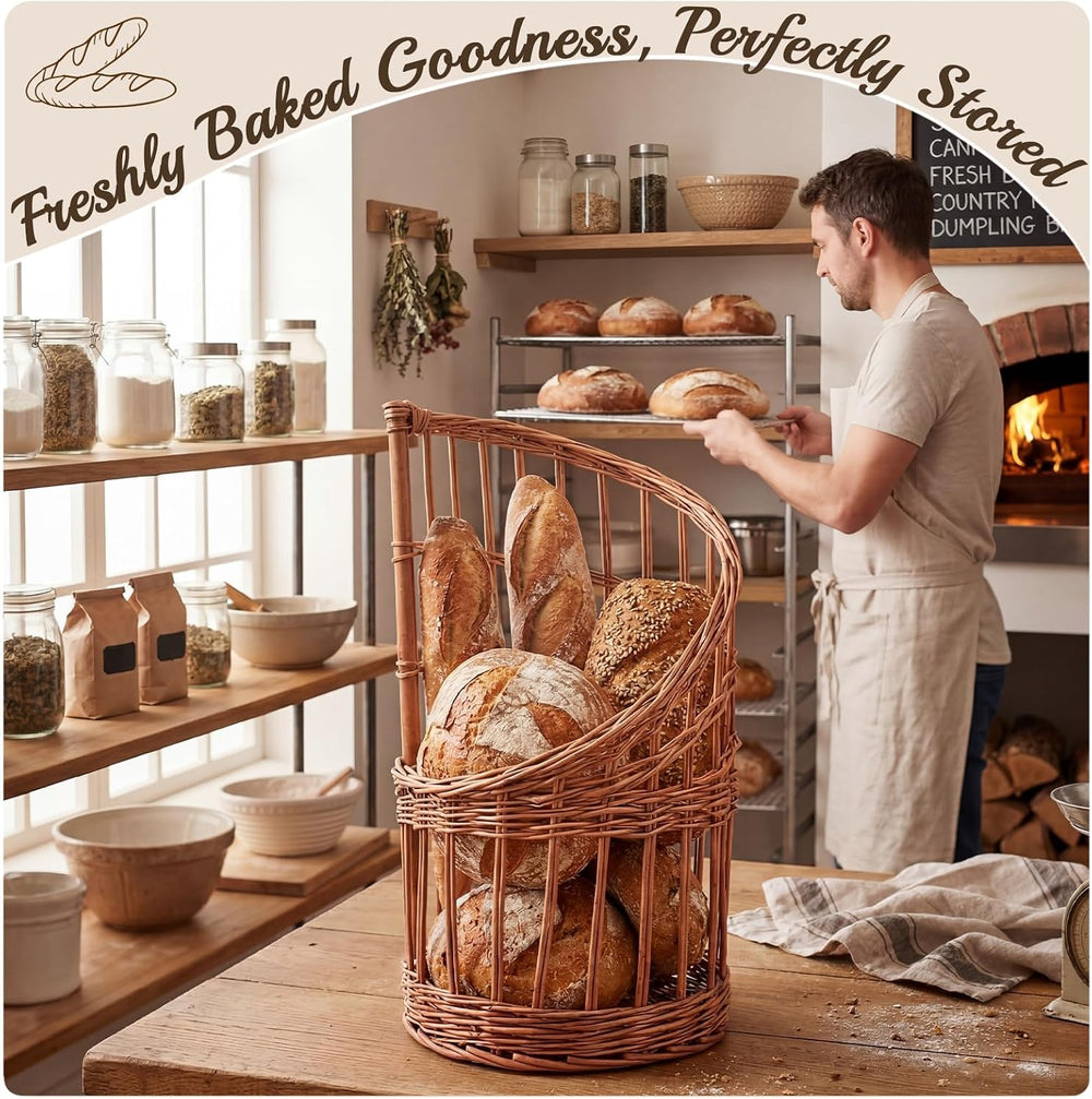 Gisafai Extra Large Baguette Bread Basket for French Bread Stand Display, Nat...