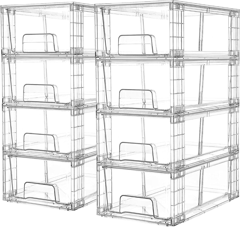 Vtopmart 8 Pack Stackable Clear Drawer with Dividers