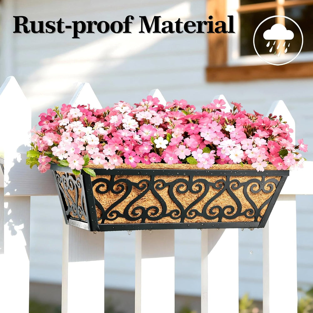 4 Pack 16 Inch Deck Railing Planter Box - Window Boxes Planters with Adjustab...