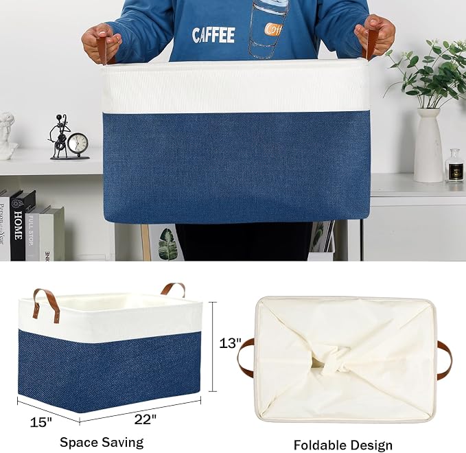 DULLEMELO 2-Pack Extra Large Blanket Basket Fabric Storage Baskets