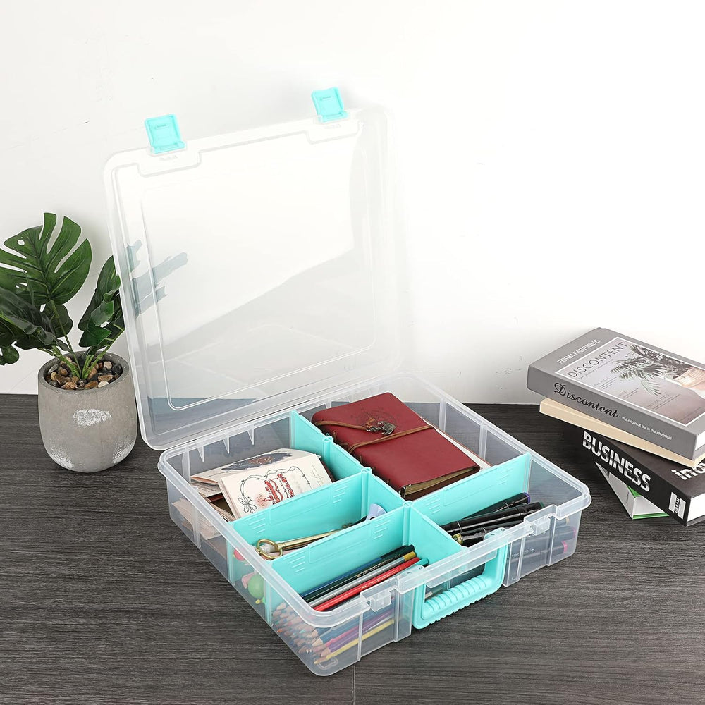 BTSKY Clear Plastic Dividing Storage Box with 8 Compartments Sewing Box