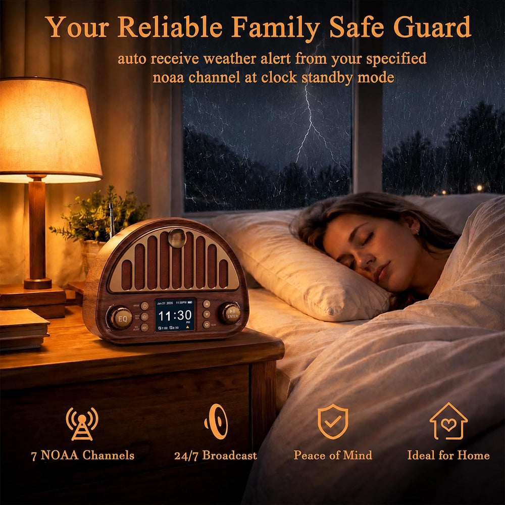 Eoxsmile FM Radio with Bluetooth, NOAA Weather Alert, 40 Presets, 3000mAh