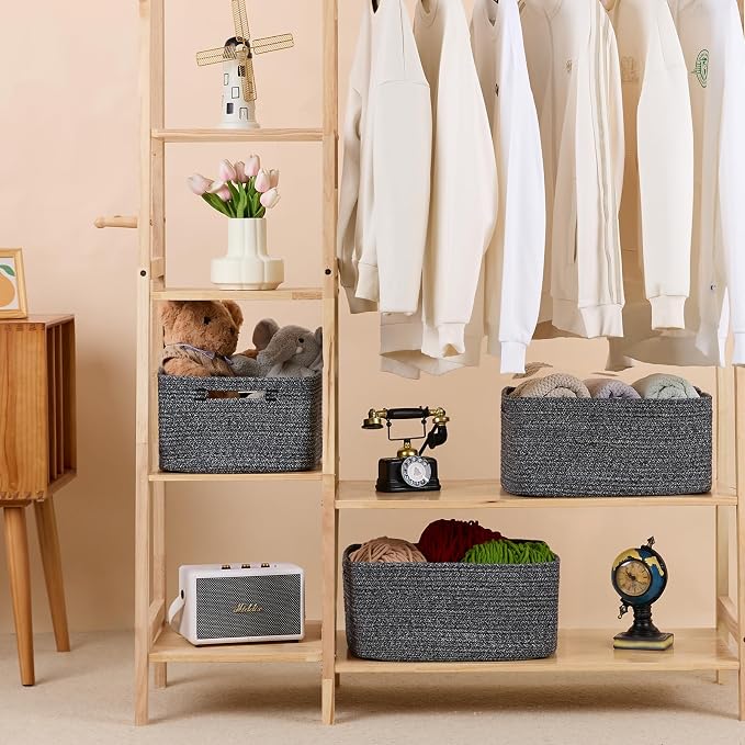 Large Storage Baskets for Organizing, Closet Shelf Baskets for Clothes Blanke...