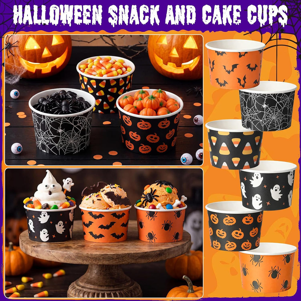Zhehao 180 Pcs 8 oz Classic Halloween Snack Bowls Paper Bowls for Soup