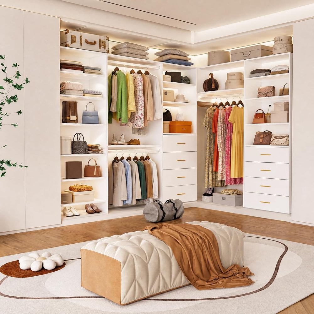 22.5" Double Hanging Closet Module, White MDF Closet Organizer System wi...