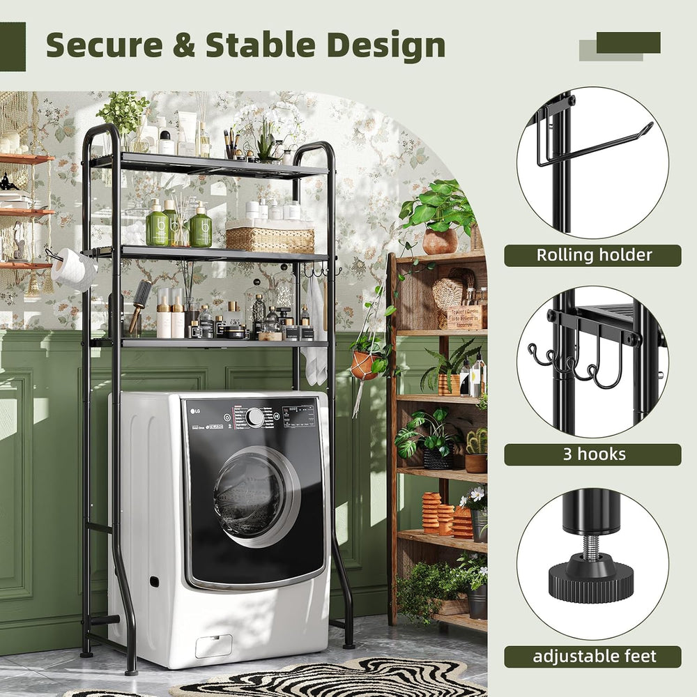 Simple Trending Expandable Over The Toilet Storage Rack, Metal 3 Tier Bathroo...
