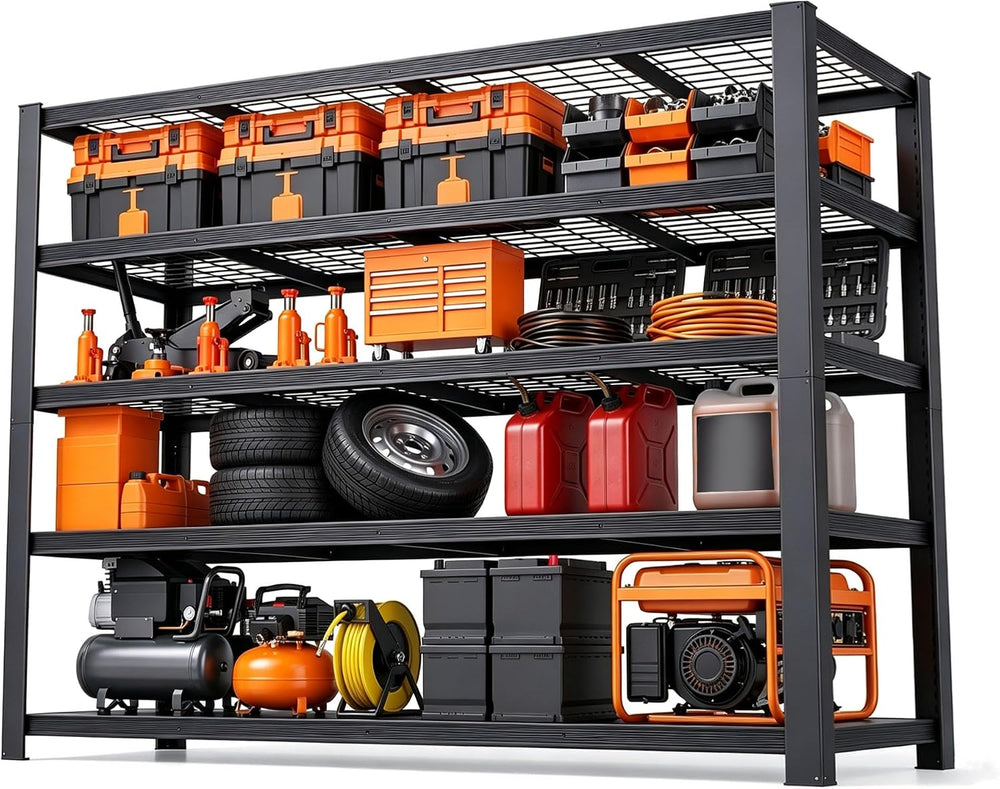 62" W Storage Shelves Unit,5 Tier Heavy Duty Metal garage Shelving Unit