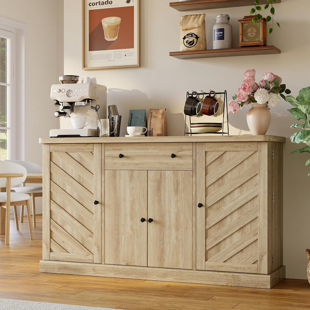 55"W Farmhouse Sideboard Buffet Cabinet with Storage,Kitchen Cabinet,Wood