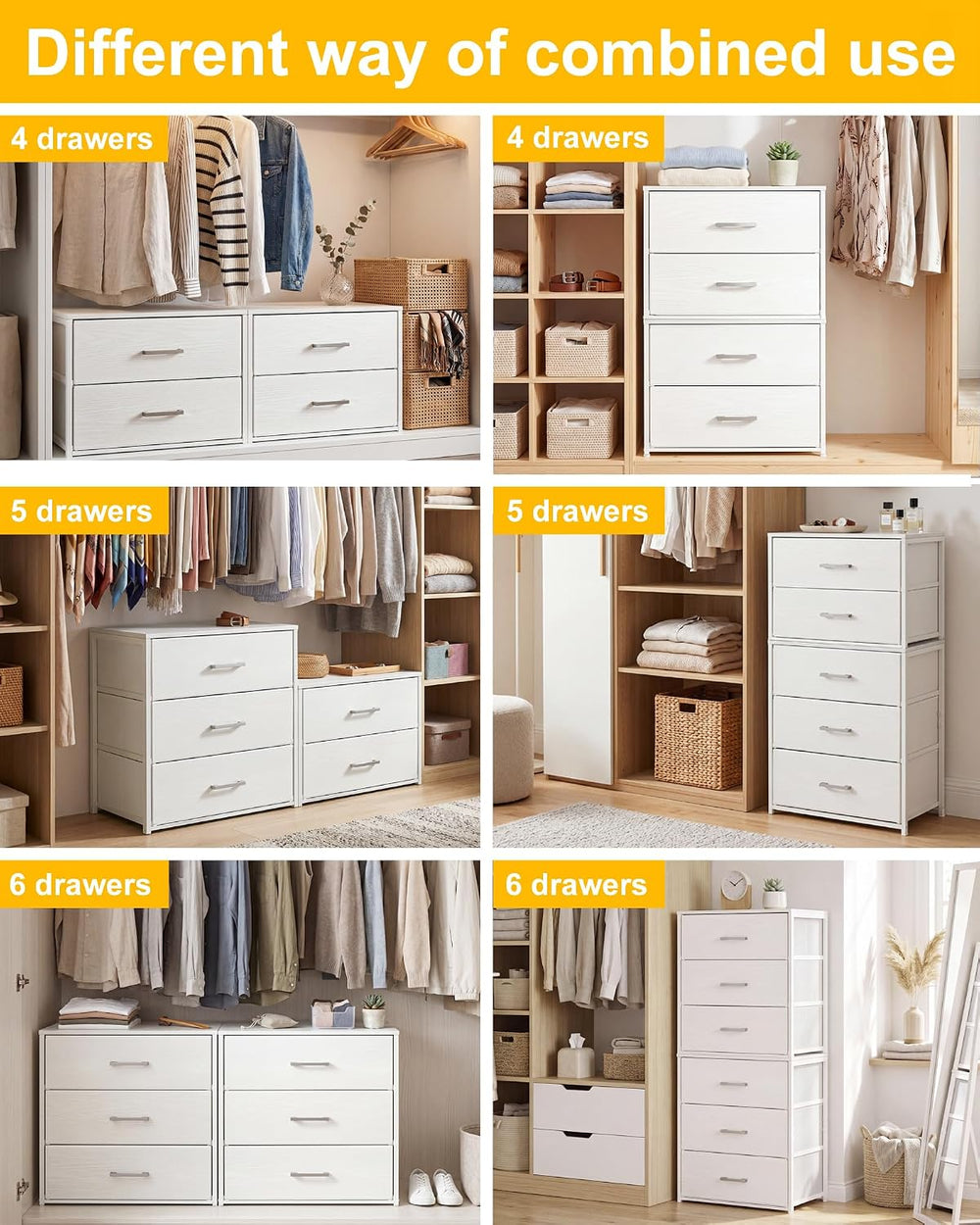 Fixwal Closet Drawers for Clothes, 1 Pack, 3 Drawers Dresser, 21.2" Wide