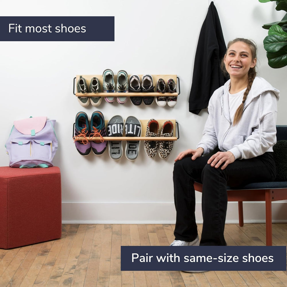 Wall Mounted Shoe Rack - A Wooden, Modern, Slim, and Small Shoe Storage Solut...