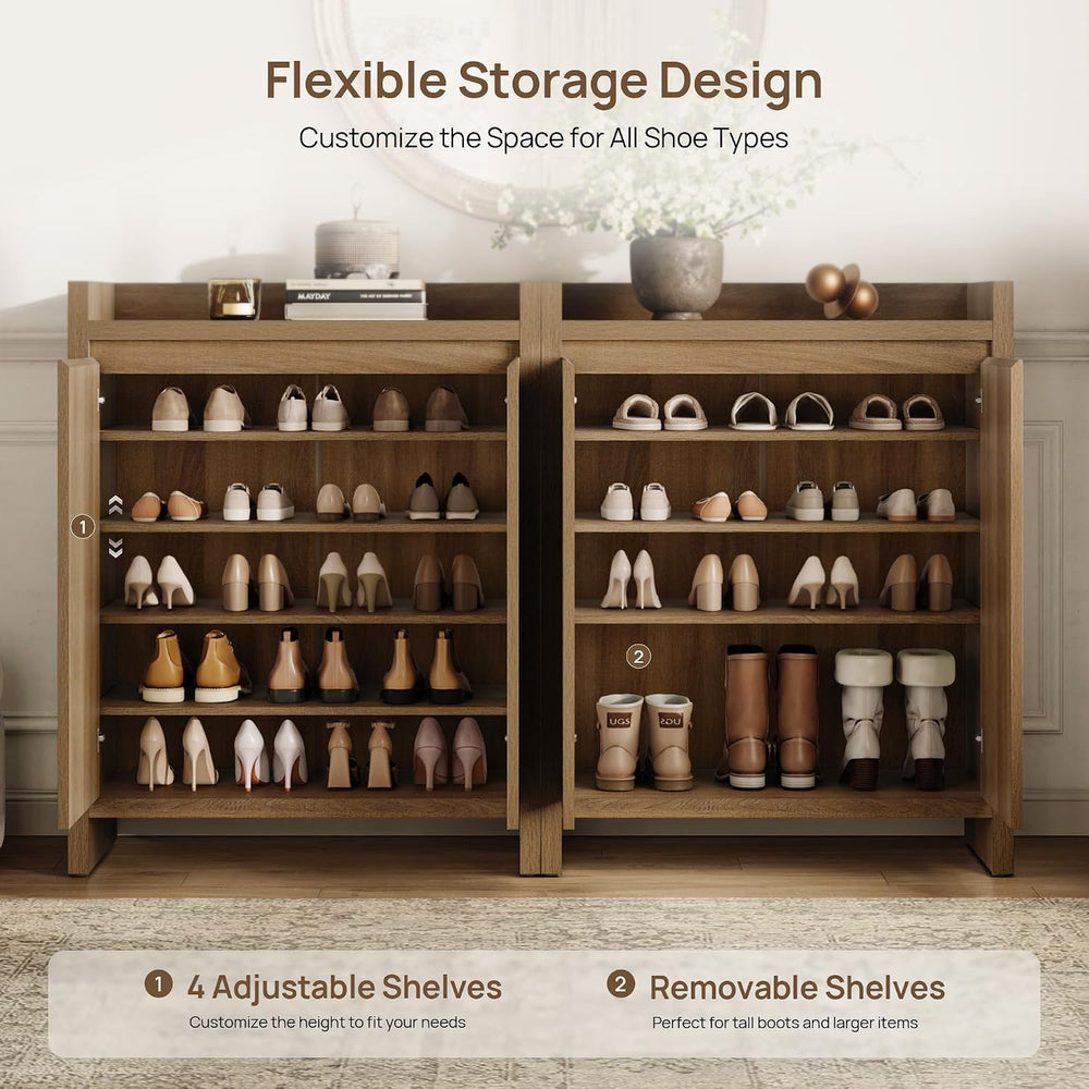 SICOTAS Shoe Cabinet for Entryway, Fluted 6-Tier Shoe Storage Cabinet