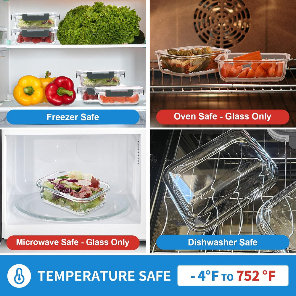 GULFLIN 24-Piece Small Glass Food Storage Containers with Lids Airtight