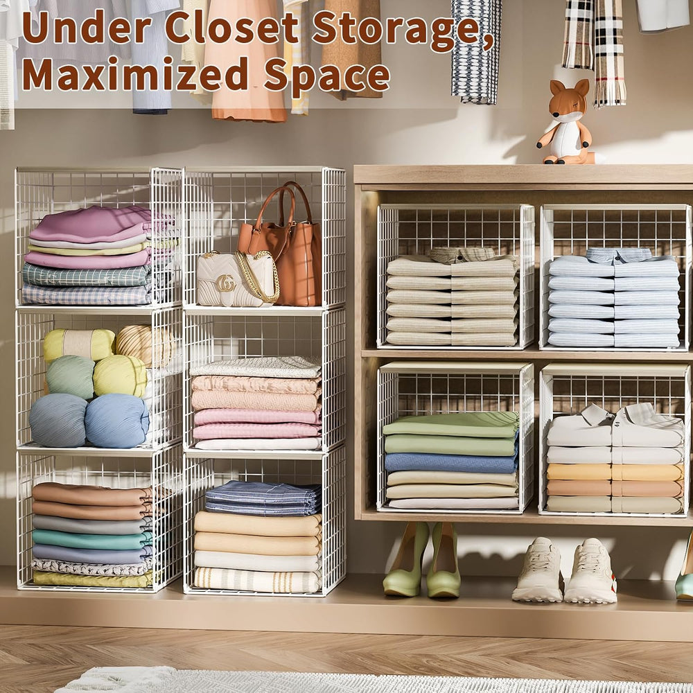 Hencawima 6 Pack Stackable Closet Organizer, Closet Organizers and Storage Sh...