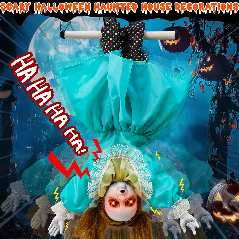 30'' Scary Halloween Animatronic Decorations Outdoor Hanging Swinging...
